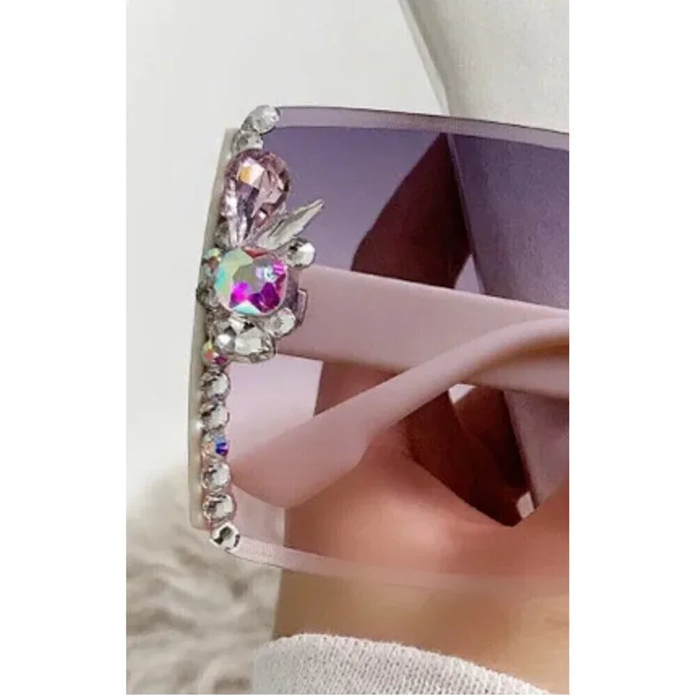 Square Decorative Framed Sunglasses In Purple